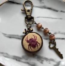 Load image into Gallery viewer, Embroidered Spider Keychain Watercolor