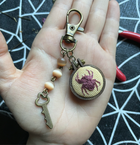 Embroidered Spider Keychain Watercolor