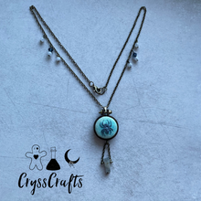 Load image into Gallery viewer, Embroidered Spider &amp; Watercolor Necklace Blue Labradorite Moonstone