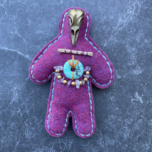 Load image into Gallery viewer, Peculiar Poppet Doll Bronze Bird Skull Amethyst Turquoise White Sage Plum