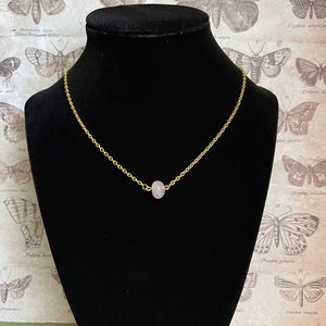 Minimalist Rose Quartz Stone Necklace