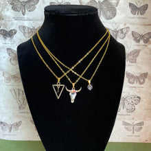 Load image into Gallery viewer, Mixed Charm Necklace Black Heart, Geometric Triangle, Floral Ox Skull