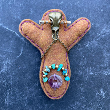 Load image into Gallery viewer, Peculiar Poppet Doll Bronze Bird Skull Amethyst Turquoise White Sage Goddess Sepia