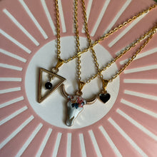 Load image into Gallery viewer, Mixed Charm Necklace Black Heart, Geometric Triangle, Floral Ox Skull