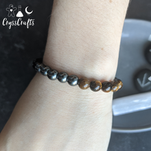 Load image into Gallery viewer, Natural Stone Bracelet Tigers Eye &amp; Hematite Grounding
