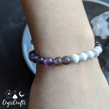 Load image into Gallery viewer, Natural Stone Bracelet Amethyst &amp; Howlite Mental Clarity