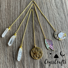 Load image into Gallery viewer, Clear Quartz Raw Crystal Divination Pendulum Gold