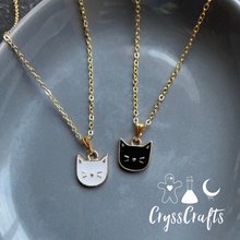 Load image into Gallery viewer, Black and White Cat Charm Necklaces