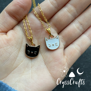 Black and White Cat Charm Necklaces