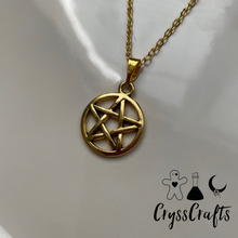 Load image into Gallery viewer, Charm Necklace Pentacle Pentagram Gold Silver Bronze