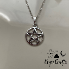 Load image into Gallery viewer, Charm Necklace Pentacle Pentagram Gold Silver Bronze